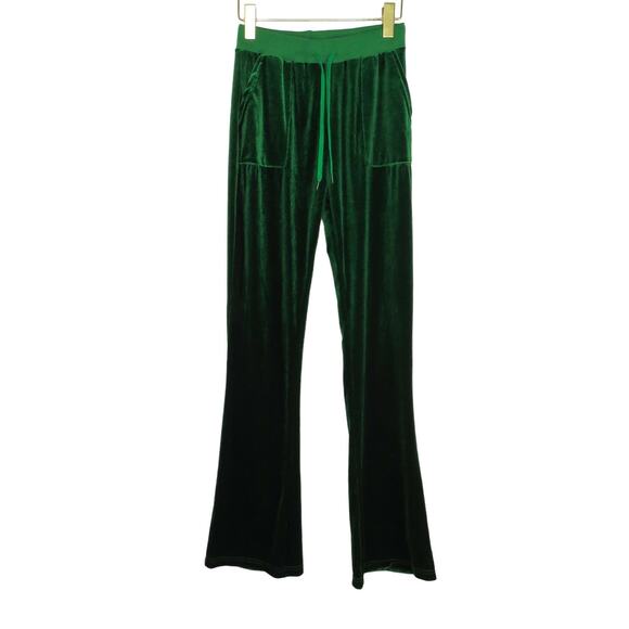 SHEIN Y2k Emerald Green Velour Tracksuit Zipper Jacket + Flared Pants Small - Picture 5 of 12